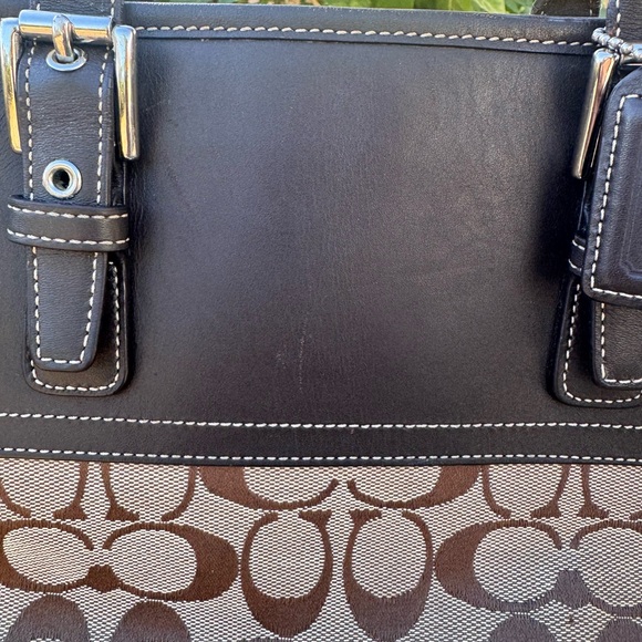 Vintage Coach Brown Signature Canvas Tote with Dark Brown Leather Trim - Picture 2 of 12